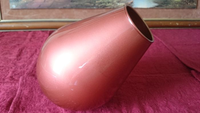 9 Inches Tall Orange Glass Vase Made In Spain