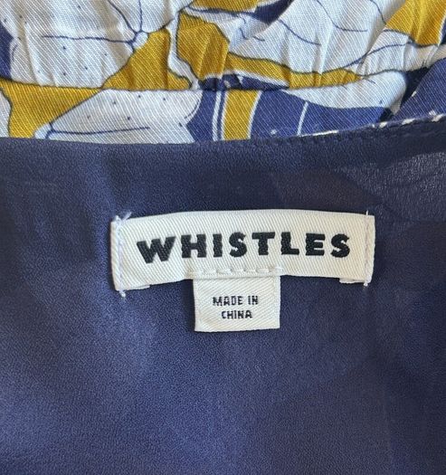 Whistles Ladies Dress in Navy, Yellow, and White with Thin Straps Size: UK 10 / EU 38