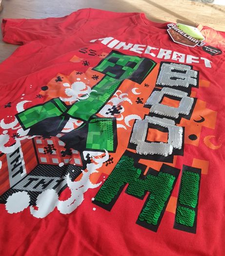 New Tags Minecraft  Tshirt Fantastic Reverse Sequin Boy/girl  Age 12/13 Yrs