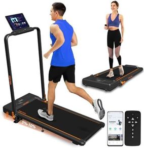 Treadmills Foldable with 10% Incline 1-12KM/H Under Desk Walking Pad with LED Display Remote Control APP Portable Running Machine for Home/Office Jogging