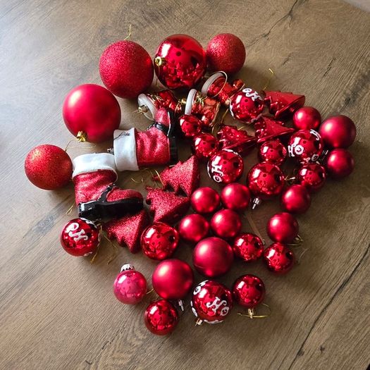 43 Red Christmas baubles