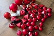 43 Red Christmas baubles