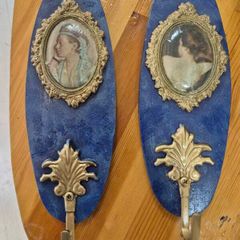 Pair of Vintage Handmade wall hanging hooks