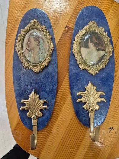 Pair of Vintage Handmade wall hanging hooks