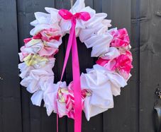 On trend fabric wreath for all the pink lovers hand made