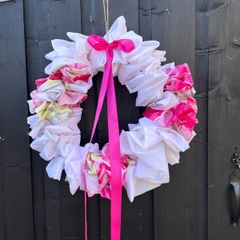 On trend fabric wreath for all the pink lovers hand made