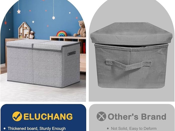 Toy Storage Box, 81L Foldable Kids Toy Chests & Boxes for Boys Girls,Toy Storage Organiser with Flip-top Lid, Childrens Storage Box for Clothes, Bedroom,Playroom, Kindergarten,Grey