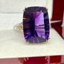 Yellow Gold AAA Zambian Amethyst & Natural Diamond Ring Image 4