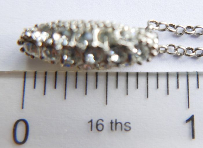 Vintage 925 Sterling Silver Necklace with Crystal-Embellished Pendant