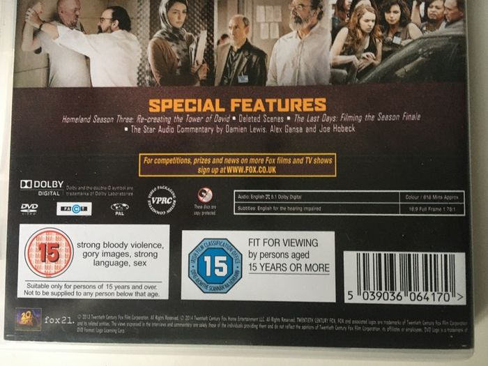Homeland - Season 3 (2013) Damian Lewis & Claire Danes [DVD TV Boxset]
