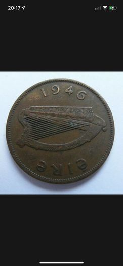 Irish One Penny 1946 Coin Old Ireland 1d