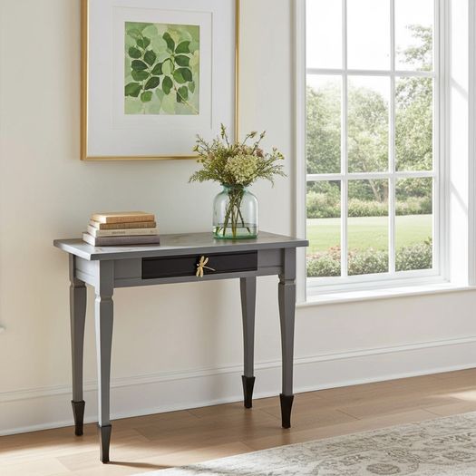 Black & Gold Dragonfly Console Table with Drawer