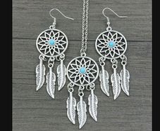 Boho Style Set: Earrings + Pendant - nice gift + other designs available