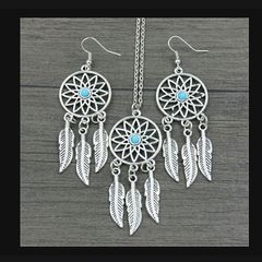 Boho Style Set: Earrings + Pendant - nice gift + other designs available