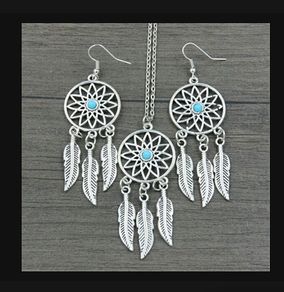 Boho Style Set: Earrings + Pendant - nice gift + other designs available