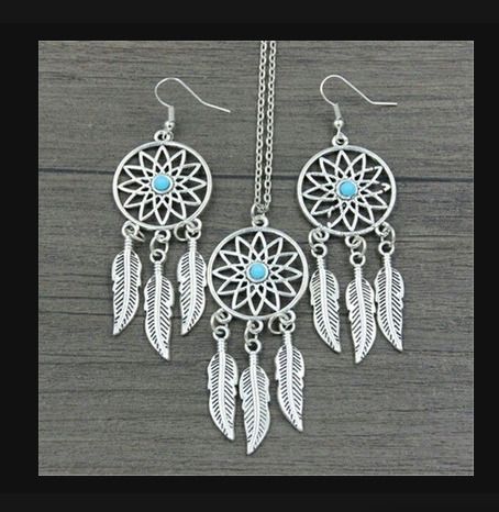 Boho Style Set: Earrings + Pendant - nice gift + other designs available