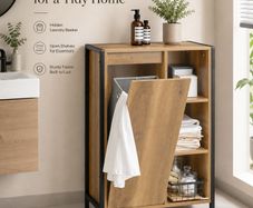 Bathroom  Storage Cabinet  Laundry Basket vintage style