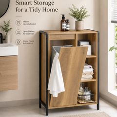 Bathroom  Storage Cabinet  Laundry Basket vintage style