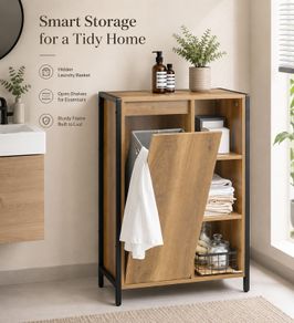Bathroom  Storage Cabinet  Laundry Basket vintage style