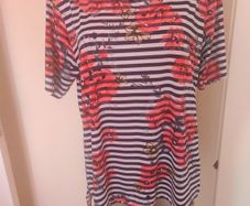Maria Reich design striped floral top size UK18 EU46 Perfect condition Postage included