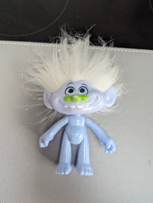 Troll Doll Blue Silver Sparkle Hasbro Character Figure Arms Legs Move Toy Figure