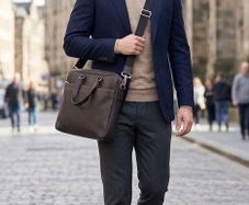 Jack Spade Dark Brown Saffiano Leather Messenger Laptop Briefcase