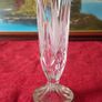 Vintage Killarney Crystal Ireland Cut Crystal 7 Inch Tall Hexagonal Shaped Bud Vase With Silver Tone Metal 3 Footed Round Base Made In Ireland Image 2