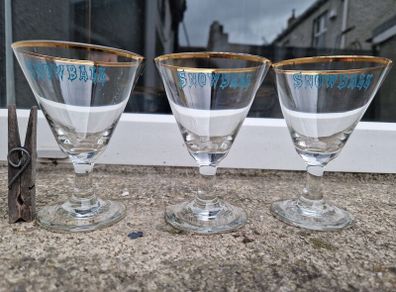 vintage snowball glasses x 3