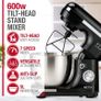 Stand Mixer 600W Tilt Head Food Mixer - Including Dough Hook, Whisk and Beater - 7 Different Speed Settings, 5L Stainless Steel Mixing Bowl - Includes Splash Guard Image 2