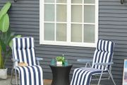 2Pc Folding Sun Loungers Set-Blue/White