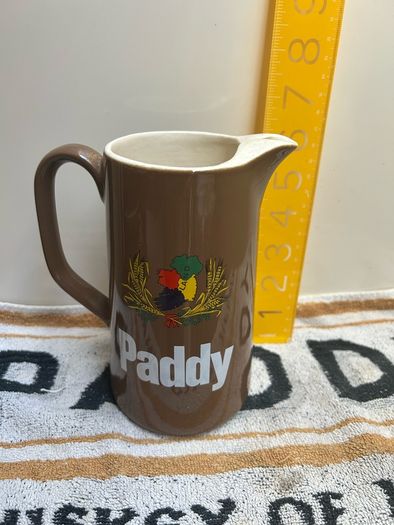 Vintage Paddy Whiskey Water Jug and  Paddy advertising bar towel