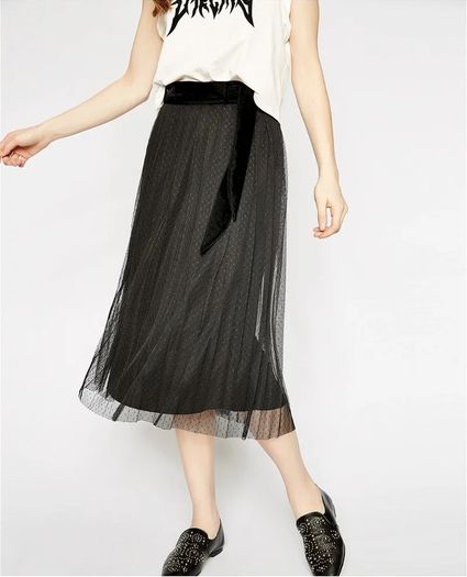 The Kooples Dotted Tulle Midi Skirt