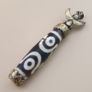 Vintage 6 Eyes Hiamalyan Tibetan Agate Bead Brass Pendant Image 4
