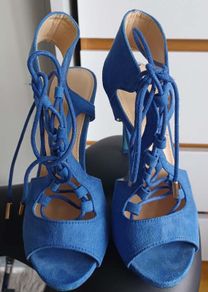 Blue lace-up high heels - size 35
