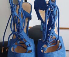 Blue lace-up high heels - size 35