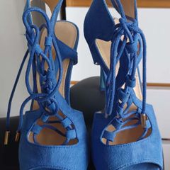 Blue lace-up high heels - size 35
