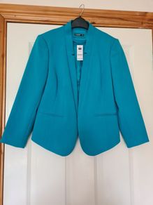 Turquoise Notch Neck Jacket - Size 12