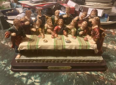 Lords supper figure on wooden base free postage