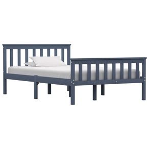 Bed Frame Grey Solid Pinewood 120 x 190 cm