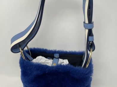 Authentic Strathberry Lana Shearling Bucket Bag In Blue For Sale in ...