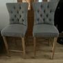 Pair of Grey Fabric Bar Stools / Counter Chairs Image 2