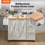 FREE SHIPPING VEVOR 2-Door 1/2 3-Drawer White Mobile Kitchen Island Rubber Wood Desktop Rolling Kitchen Cart with Wheels for Home Bar Storage Image 5