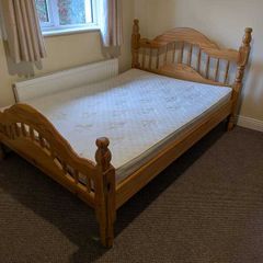 Wooden Double Bed + Mattress