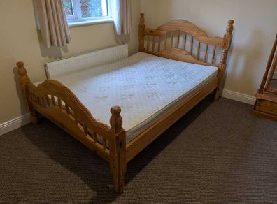 Wooden Double Bed + Mattress