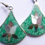 Vintage Alpaca Mexico Turquoise & Abalone Inlaid Silver Earrings Image 4
