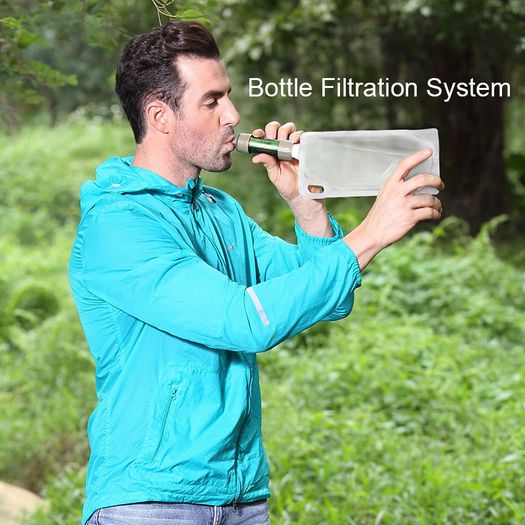Portable Outdoor Water Filter Survival kit with Bag for Camping ,Hiking & Travelling