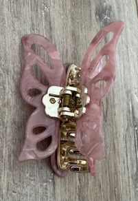 Marbled Pink with Gold Long Butterfly Claw Clip
