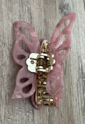Marbled Pink with Gold Long Butterfly Claw Clip