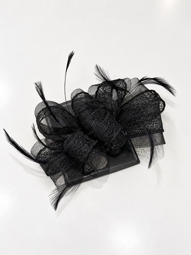 New Dunnes Stores Black Mesh & Feather Fascinator Hair Clip