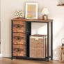 Slim Console Table, Sofa Table with 3 Fabric Drawers, Hallway Table with 2-Tier Storage Shelf, Industrial Storage Table, for Entryway, Living Room, Corridor, Rustic Brown and Black Image 5